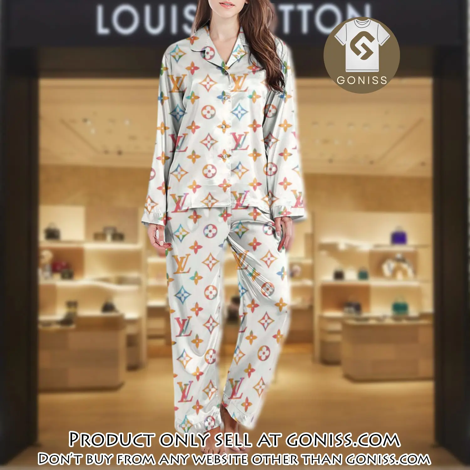 Lv monogram long satin pajama set pjs1013 gn1214201